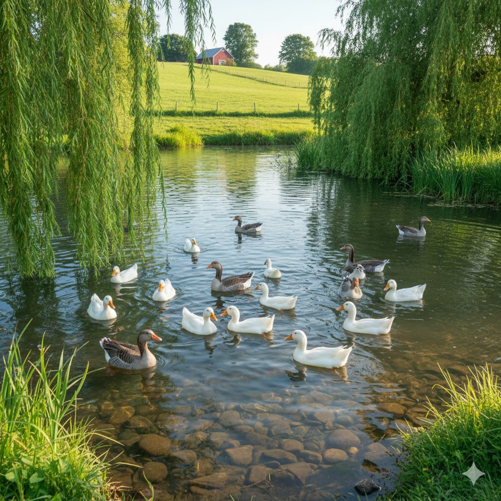 Водные процедуры для уток и гусей